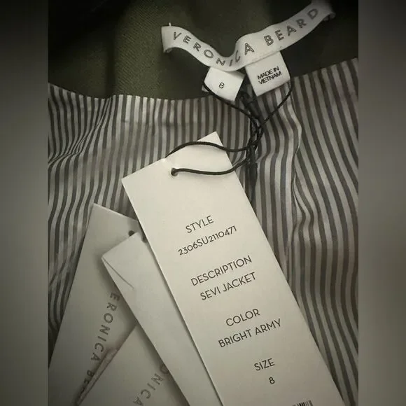 Veronica Beard Sevi Linen-Blend Blazer in Bright Army Size 8 NWT - Picture 8 of 9